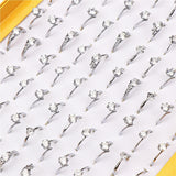 10pcs Silver Zircon Rings for Wedding Party Gift