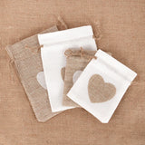 10pcs Love Heart Jute Drawstring Bags Burlap Bag Xmas Birthday Party Decor