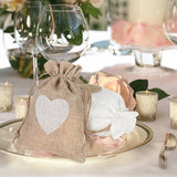 10pcs Love Heart Jute Drawstring Bags Burlap Bag Xmas Birthday Party Decor