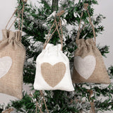 10pcs Love Heart Jute Drawstring Bags Burlap Bag Xmas Birthday Party Decor