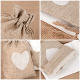 10pcs Love Heart Jute Drawstring Bags Burlap Bag Xmas Birthday Party Decor