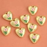 10pcs Love Heart Pendant Base Charms for DIY Necklace Earrings Making