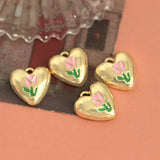 10pcs Love Heart Pendant Base Charms for DIY Necklace Earrings Making