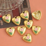 10pcs Love Heart Pendant Base Charms for DIY Necklace Earrings Making