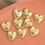 10pcs Love Heart Pendant Base Charms for DIY Necklace Earrings Making