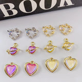 10pcs Rhinestone Heart Pendants for Necklace Earrings Jewelry Making