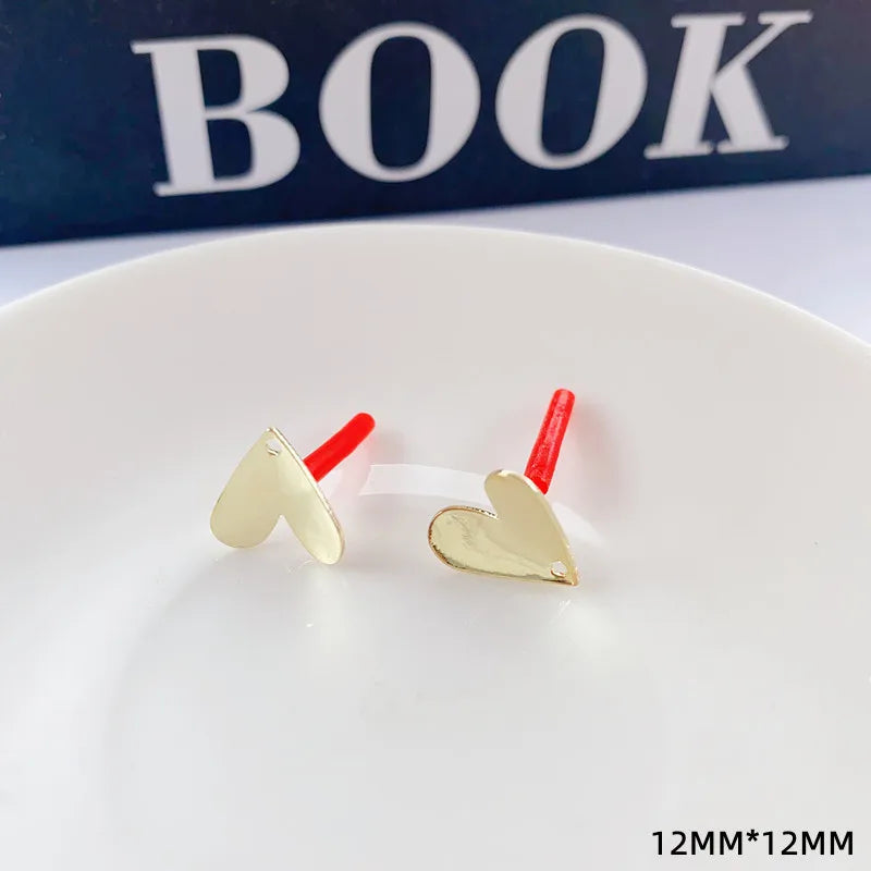 10pcs Love Heart Stud Earrings Connectors for DIY Jewelry Making