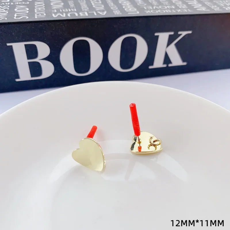 10pcs Love Heart Stud Earrings Connectors for DIY Jewelry Making
