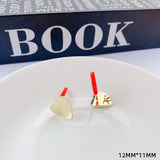 10pcs Love Heart Stud Earrings Connectors for DIY Jewelry Making