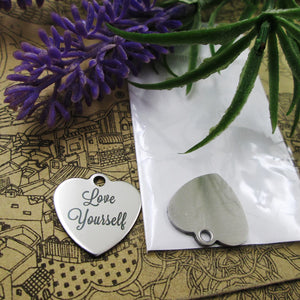 10pcs "Love Yourself" Stainless Steel Charms Pendant