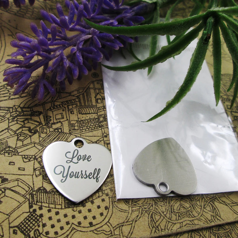 10pcs "Love Yourself" Stainless Steel Charms Pendant