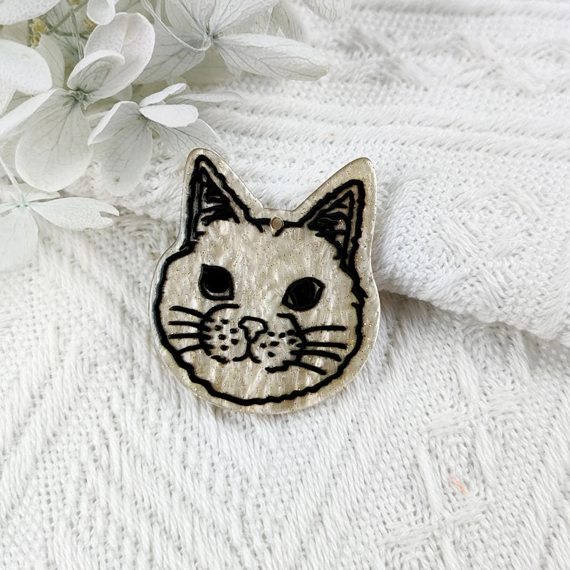 10pcs Cute Cat Head Acrylic Charms for Jewelry Making DIY Earrings Keychain