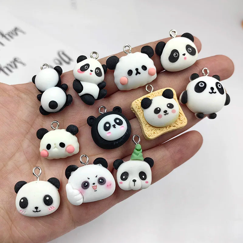 10pcs Bamboo Panda Head Pendant Charms DIY Jewelry Making Findings