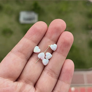 10pcs 6mm Red/Blue/Mint Synthetic Opal Heart Fire Opal Gems for DIY Jewelry