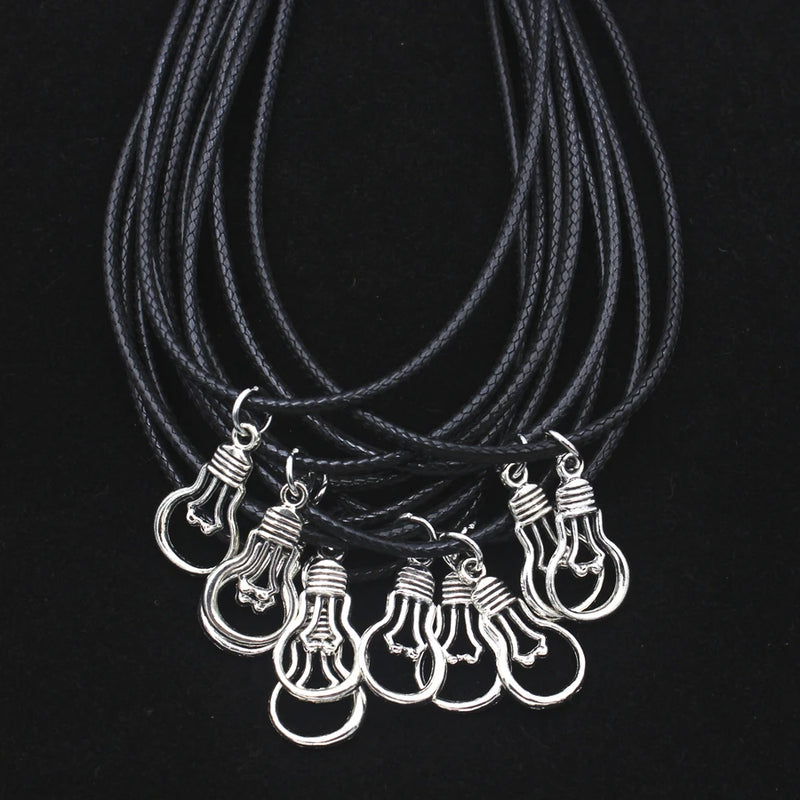10pcs Light Bulb Necklace Lightbulb Charms Chain Dainty Necklace