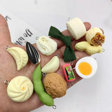10pcs Food Charms Steamed Bread Noodles Ham Sausage Pendant Crafts Findings