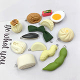 10pcs Food Charms Steamed Bread Noodles Ham Sausage Pendant Crafts Findings
