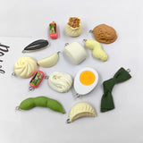 10pcs Food Charms Steamed Bread Noodles Ham Sausage Pendant Crafts Findings