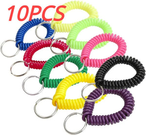 10pcs Multi-Color Spiral Wrist Coil Key Ring Set Bracelet