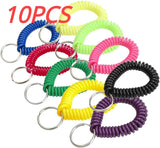 10pcs Multi-Color Spiral Wrist Coil Key Ring Set Bracelet