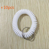 10pcs Multi-Color Spiral Wrist Coil Key Ring Set Bracelet