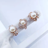 10pcs Pearl Crystal Rings for Women Bridal Wedding Zircon Ring Party Jewelry
