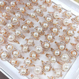 10pcs Pearl Crystal Rings for Women Bridal Wedding Zircon Ring Party Jewelry