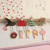 10pcs Magic Hat Wool Cap Wine Jar Single Sofa Enamel Charms Pendant