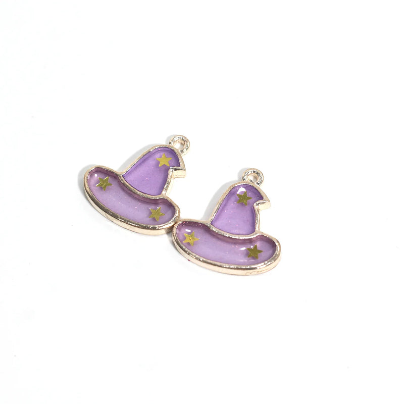 10pcs Enamel Charms Magician's Hat Pendants
