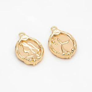 10pcs Mermaid Charms, Oval Pendants, Jewelry Making Supply