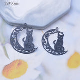 10pcs Metal Brass Moon Cat Charms Pendant DIY Jewelry Earring Making