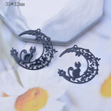 10pcs Metal Brass Moon Cat Charms Pendant DIY Jewelry Earring Making