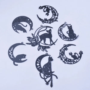 10pcs Metal Brass Moon Cat Charms Pendant DIY Jewelry Earring Making