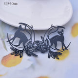 10pcs Metal Brass Moon Cat Charms Pendant DIY Jewelry Earring Making
