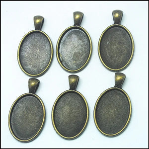 10pcs Metal Cabochons Charms Men's Necklace Oval Shape 18x25mm 20x30mm 30x40mm