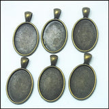10pcs Metal Cabochons Charms Men's Necklace Oval Shape 18x25mm 20x30mm 30x40mm