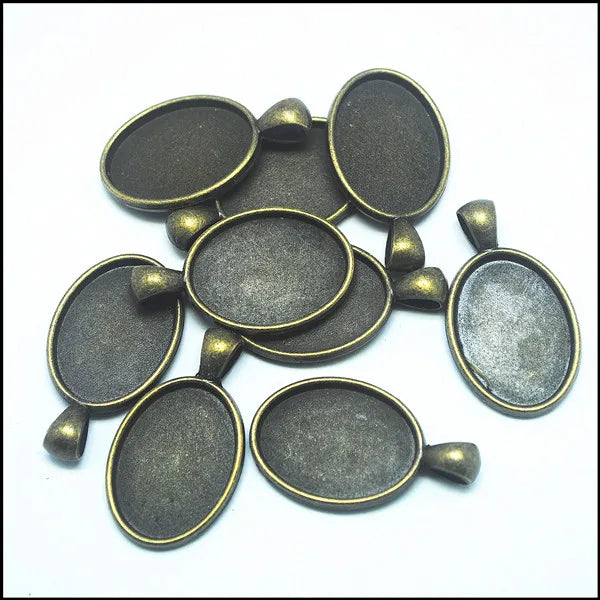 10pcs Metal Cabochons Charms Men's Necklace Oval Shape 18x25mm 20x30mm 30x40mm
