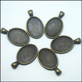 10pcs Metal Cabochons Charms Men's Necklace Oval Shape 18x25mm 20x30mm 30x40mm