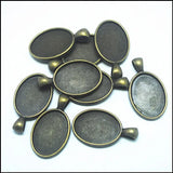 10pcs Metal Cabochons Charms Men's Necklace Oval Shape 18x25mm 20x30mm 30x40mm