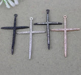 10pcs Copper Micro Pave CZ Cross Pendant Beads for Jewelry Making