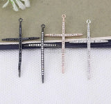 10pcs Copper Micro Pave CZ Cross Pendant Beads for Jewelry Making