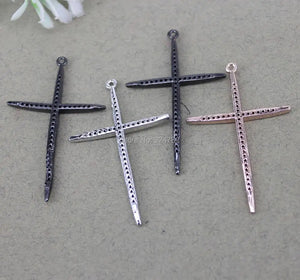 10pcs Copper Micro Pave CZ Cross Pendant Beads for Jewelry Making
