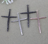10pcs Copper Micro Pave CZ Cross Pendant Beads for Jewelry Making