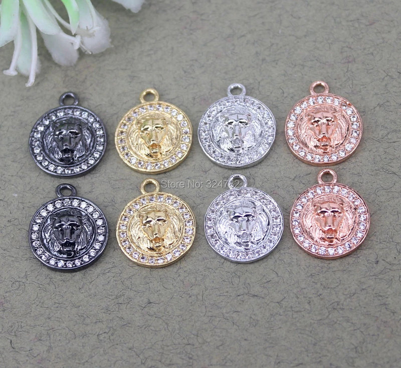 10pcs Copper Micro Pave CZ Lion Charms for Jewelry