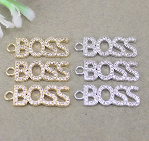 10pcs Micro Pave CZ Letter Pendant Beads For Jewelry Making
