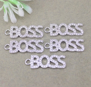 10pcs Micro Pave CZ Letter Pendant Beads For Jewelry Making