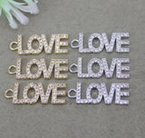 10pcs Copper Micro Pave CZ LOVE Letter Beads