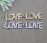 10pcs Copper Micro Pave CZ LOVE Letter Beads