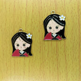 10pcs Red Girl Charm Metal Enamel Pendant Jewelry Making Accessories