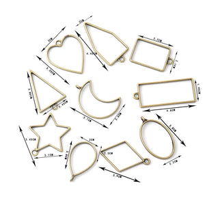 10pcs Metal Geometric Hollow Frame Molds for DIY Jewelry Making